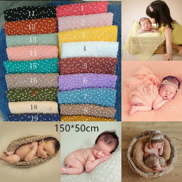 150* 50cm Knit Ball Fabric Pea Fabric Newborn Baby Pgraphy Background Newborn Wrap Scarf Pgraphy