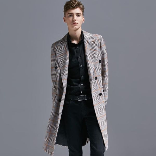 men's trench coats long overcoat men luxury double breasted plaid mens windbreakers plus size 6xl spring and autumn blazer jacket, Tan;black
men's trench coats long overcoat men luxury double breasted plaid mens windbreakers plus size 6xl spring and autumn blazer jacket, Tan;black