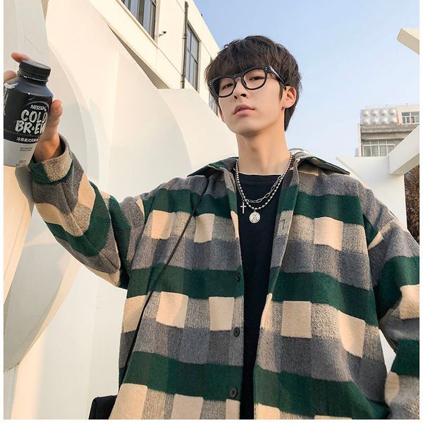 2020 men's loose lattice printing long-sleeved woolen shirt mid-length trench green/red color cotton clothes coats -2xl, White;black
2020 men's loose lattice printing long-sleeved woolen shirt mid-length trench green/red color cotton clothes coats -2xl, White;black