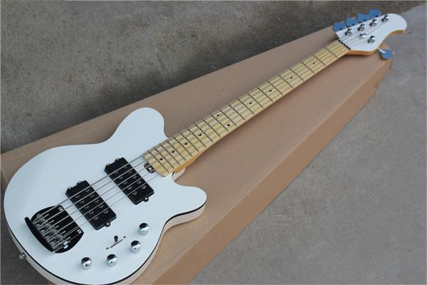 music m 5 string bass,sting ray white bass guitar,battery pack,maple fingerboard 22 fret,hh pickups,black binding
music m 5 string bass,sting ray white bass guitar,battery pack,maple fingerboard 22 fret,hh pickups,black binding