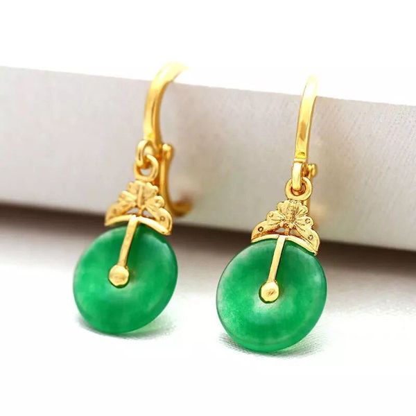 classic beauty green malaysian jade earrings for women drop round pure gold plated, Silver
classic beauty green malaysian jade earrings for women drop round pure gold plated, Silver