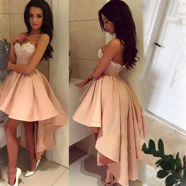 latest designs high low sweetheart homecoming dresses 2020 appliques satin cocktail dress plus size prom gown vestido de festa, Blue;pink
latest designs high low sweetheart homecoming dresses 2020 appliques satin cocktail dress plus size prom gown vestido de festa, Blue;pink