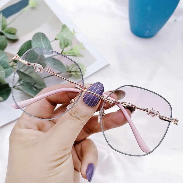 new myopia trimming frameless polygon anti blue light plain glasses crystal flash myopia glasses frame, Silver
new myopia trimming frameless polygon anti blue light plain glasses crystal flash myopia glasses frame, Silver