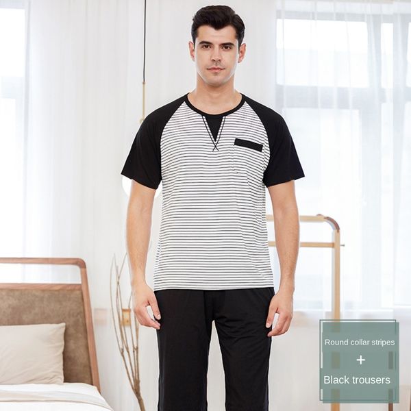 jiarou men's pajamas short home clothes set sleeve summer bamboo fiber thin loose plus size striped leisure home clothes set, Black;brown
jiarou men's pajamas short home clothes set sleeve summer bamboo fiber thin loose plus size striped leisure home clothes set, Black;brown