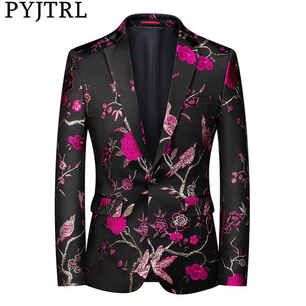 pyjtrl mens luxurious jacquard floral suit jacket wedding banquet night club party prom dress tuxedo singers slim fit blazers, White;black
pyjtrl mens luxurious jacquard floral suit jacket wedding banquet night club party prom dress tuxedo singers slim fit blazers, White;black