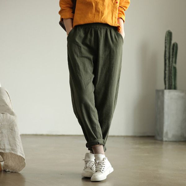 cotton women trousers 2020 autumn spring harem pants pockets solid color ramie elastic waist loose women pants yoyikamomo, Black;white
cotton women trousers 2020 autumn spring harem pants pockets solid color ramie elastic waist loose women pants yoyikamomo, Black;white