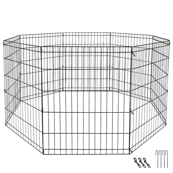 

24" dog playpen crate 8 panel fence pet play pen exercise puppy kennel cage yard