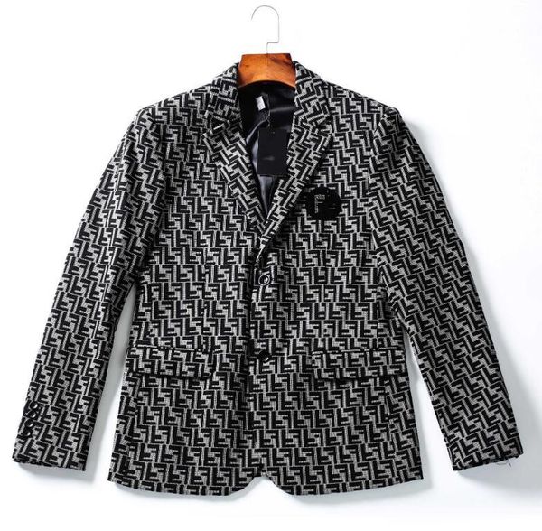 fashion luxury fen men's designer blazers fall new f letter diamond business casual di suit, White;black 
fashion luxury fen men's designer blazers fall new f letter diamond business casual di suit, White;black