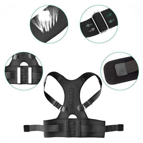 back support men women brace belt adjustable magnetic posture corrector clavicle spine shoulder lumbar correction, Black;blue
back support men women brace belt adjustable magnetic posture corrector clavicle spine shoulder lumbar correction, Black;blue