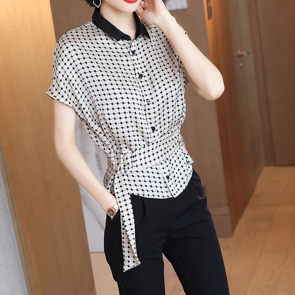 women's plaid women's short sleeve 2020 spring new temperament belly-covering shirt western style lace-up slimming shirt summer, White
women's plaid women's short sleeve 2020 spring new temperament belly-covering shirt western style lace-up slimming shirt summer, White