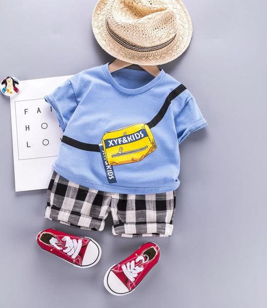 children's summer suit fashion printed t-shirt short-sleeved shorts cotton men and women baby children's clothing a1, White 
children's summer suit fashion printed t-shirt short-sleeved shorts cotton men and women baby children's clothing a1, White