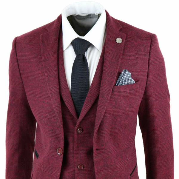 costume homme wine maroon 3 piece mens suits latest design herringbone tweed vintage tailored fit suit blazer jacket pant vest, White;black
costume homme wine maroon 3 piece mens suits latest design herringbone tweed vintage tailored fit suit blazer jacket pant vest, White;black