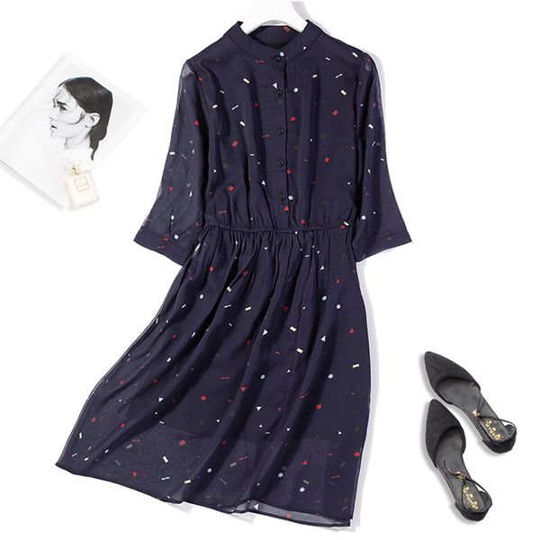 women's 100% pure silk 2-layers collared neck half sleeve navy print long dress l xl jn501, Black;gray
women's 100% pure silk 2-layers collared neck half sleeve navy print long dress l xl jn501, Black;gray