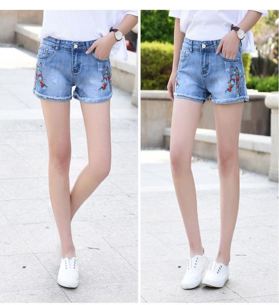 2020 new women's jeans shorts mid-rise stretch slim embroidered flowers denim shorts, White;black
2020 new women's jeans shorts mid-rise stretch slim embroidered flowers denim shorts, White;black