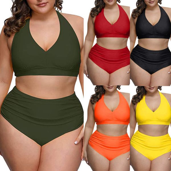 2020 solid color plus size bikini set women high waist swimsuit 4xl fat feminine big bra two piece push up beach wear, White;black
2020 solid color plus size bikini set women high waist swimsuit 4xl fat feminine big bra two piece push up beach wear, White;black