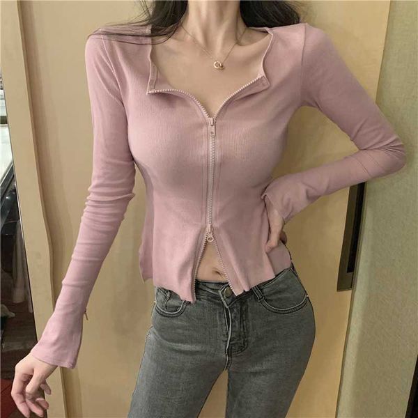 women's t-shirt women o-neck full sleeve cropped zipper t-shirts girls irregular solid crop for female, White
women's t-shirt women o-neck full sleeve cropped zipper t-shirts girls irregular solid crop for female, White
