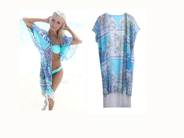 2020 women beach cover up short sleeve print loose cover ups summer blue color, White;black
2020 women beach cover up short sleeve print loose cover ups summer blue color, White;black