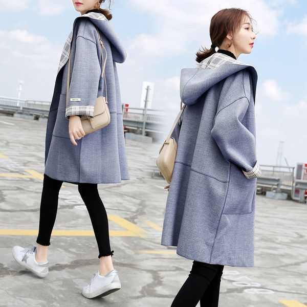 woolen wool wool coat for women 2019 new mid-length haze blue loose hooded double-sided small woolen coat, Black
woolen wool wool coat for women 2019 new mid-length haze blue loose hooded double-sided small woolen coat, Black