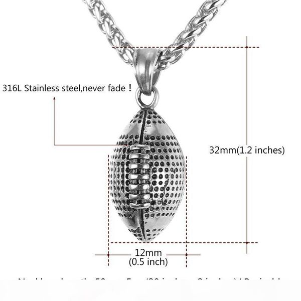 316l stainless steel football pendant necklace for women men 18k real gold plated rugby necklaces, Silver
316l stainless steel football pendant necklace for women men 18k real gold plated rugby necklaces, Silver