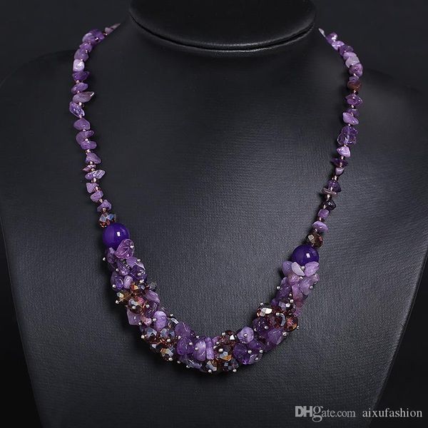 irregular amethyst gravel stone beaded necklaces women boho choker power jewelry purple crystal quartz strand necklace, Silver
irregular amethyst gravel stone beaded necklaces women boho choker power jewelry purple crystal quartz strand necklace, Silver