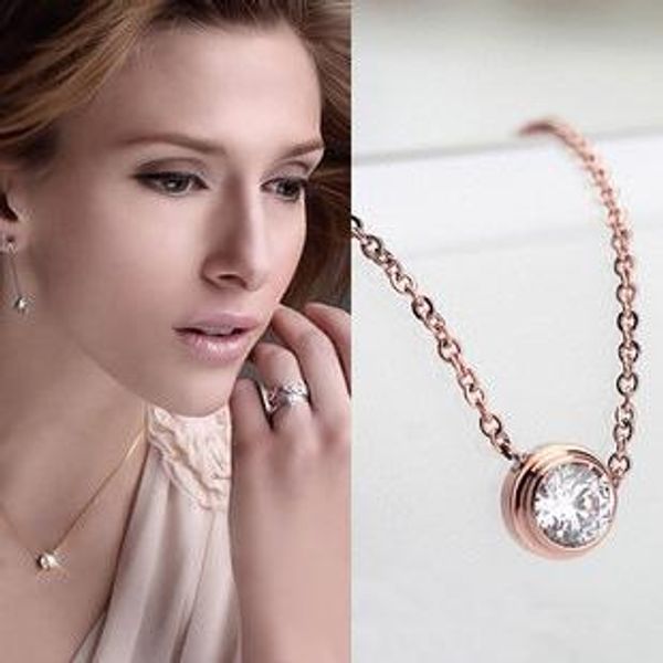 Rose Gold Single diamond pendant Necklaces for women Stainless Steel silver 18K gold Single drill and chain Pendant Necklace Fashion Jewelry
Rose Gold Single diamond pendant Necklaces for women Stainless Steel silver 18K gold Single drill and chain Pendant Necklace Fashion Jewelry