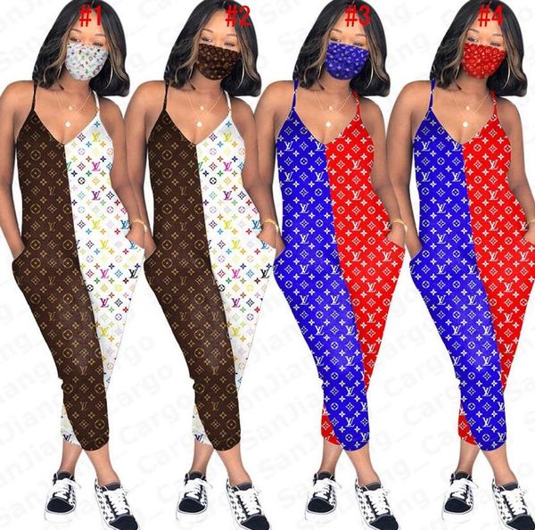 women patchwork letters jumpsuit with face mask block color rompers 2pcs/set protective mask one piece pants outfits two piece suit e51301, White
women patchwork letters jumpsuit with face mask block color rompers 2pcs/set protective mask one piece pants outfits two piece suit e51301, White