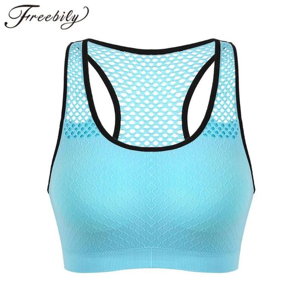 womens sports bra push up breathable netted u neck racer back removable pads bra vest running gym yoga seamless underwear, White;black
womens sports bra push up breathable netted u neck racer back removable pads bra vest running gym yoga seamless underwear, White;black
