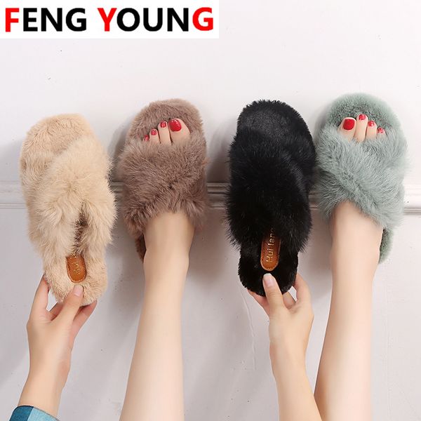 2020 women warm winter new hair slippers female cross belt fashion wear thick platform soft fur flat slides shoes, Black
2020 women warm winter new hair slippers female cross belt fashion wear thick platform soft fur flat slides shoes, Black