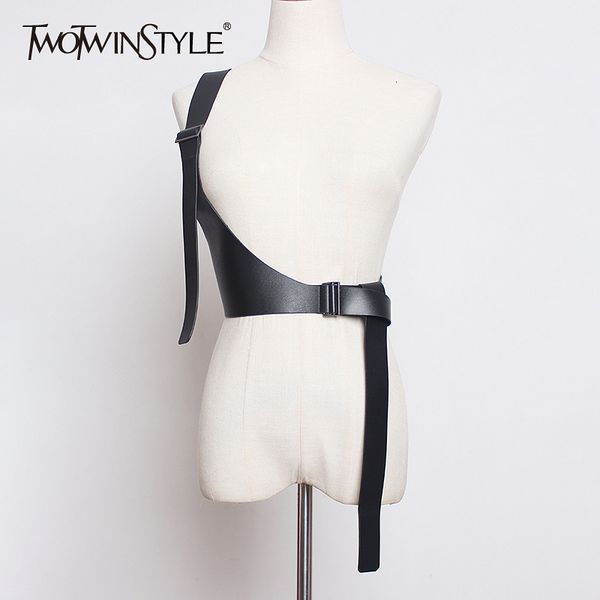twotwinstyle black patchwork plastic pu leather belt women lace up adjustable accessories belts female fashion autumn new 2020, Black;brown
twotwinstyle black patchwork plastic pu leather belt women lace up adjustable accessories belts female fashion autumn new 2020, Black;brown