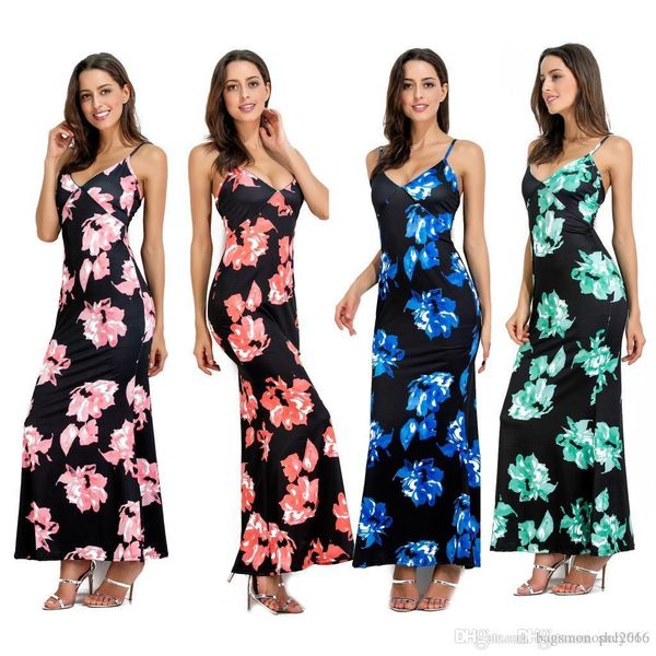 women dress summer spaghetti strap sleeveless vest flower print elegant lady sheath column waist casual long dresses skirt size s-xl, Black;gray
women dress summer spaghetti strap sleeveless vest flower print elegant lady sheath column waist casual long dresses skirt size s-xl, Black;gray
