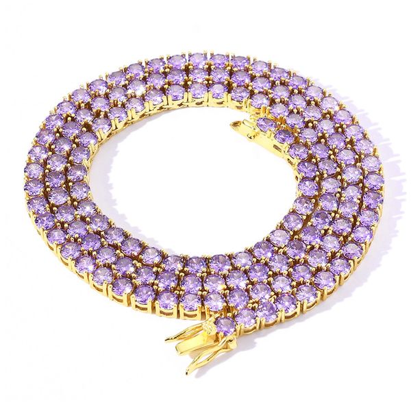 4mm 18/20/22/24inch gold silver colors bling purple cz tennis chain necklaces for men women chain fashion jewelry
4mm 18/20/22/24inch gold silver colors bling purple cz tennis chain necklaces for men women chain fashion jewelry