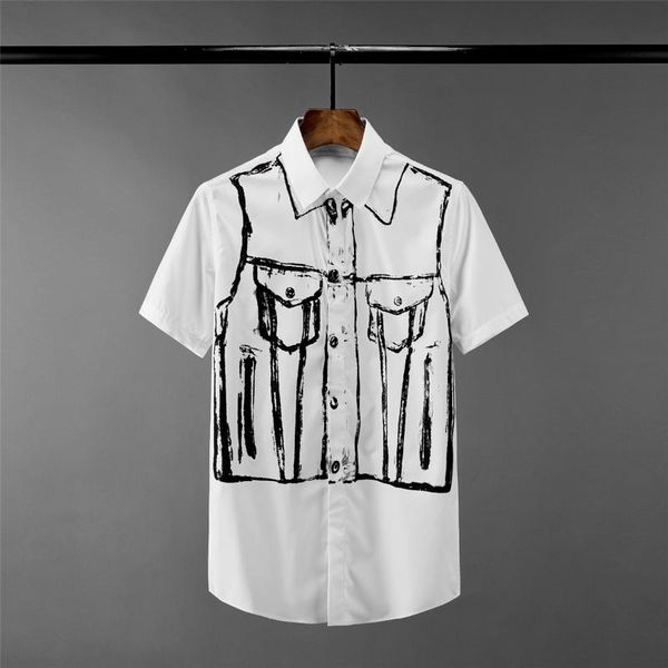 men's casual shirts short sleeve mens luxury printed dress slim fit male fashion man, White;black
men's casual shirts short sleeve mens luxury printed dress slim fit male fashion man, White;black
