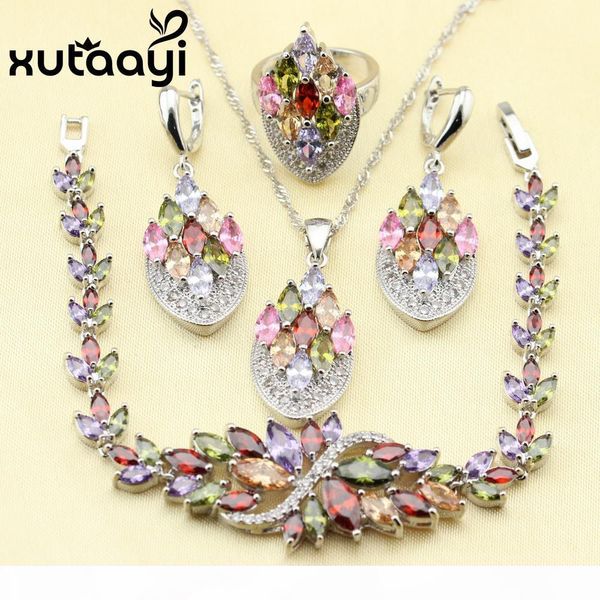 xutaati 4pcs 925 sterling silver jewelry set flower multicolor stones cubic zirconia earrings ring necklace pendant bracelet
xutaati 4pcs 925 sterling silver jewelry set flower multicolor stones cubic zirconia earrings ring necklace pendant bracelet