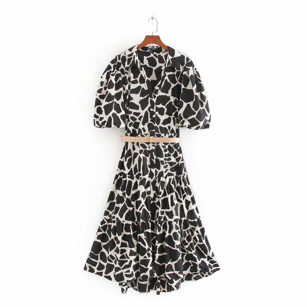 2020 women vintage animal pattern printing sashes dress lady lantern sleeve hem ruffles vestidos chic casual slim dresses ds3543, Black;gray 
2020 women vintage animal pattern printing sashes dress lady lantern sleeve hem ruffles vestidos chic casual slim dresses ds3543, Black;gray