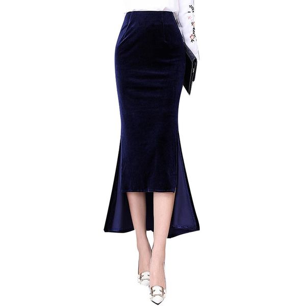 high waist long maxi high low skirts for women plus size s-2xl mermaid style skirts spring and autumn velvet, Black
high waist long maxi high low skirts for women plus size s-2xl mermaid style skirts spring and autumn velvet, Black