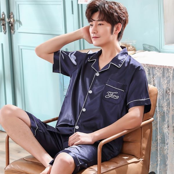 20 men's short sleeve clothes home pajamas suit cardigan lapel casual large size men's imitation silk pajamas home clothes, Blue;red
20 men's short sleeve clothes home pajamas suit cardigan lapel casual large size men's imitation silk pajamas home clothes, Blue;red