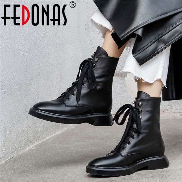boots fedonas genuine leather women autumn winter warm casual basic shoes lace up ankle woman concise round toe, Black
boots fedonas genuine leather women autumn winter warm casual basic shoes lace up ankle woman concise round toe, Black