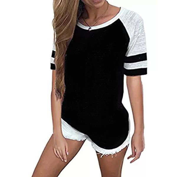 blackday women striped splicing baseball tshirt summer fashion casual o neck loose tee all matched t shirt plus size, White
blackday women striped splicing baseball tshirt summer fashion casual o neck loose tee all matched t shirt plus size, White