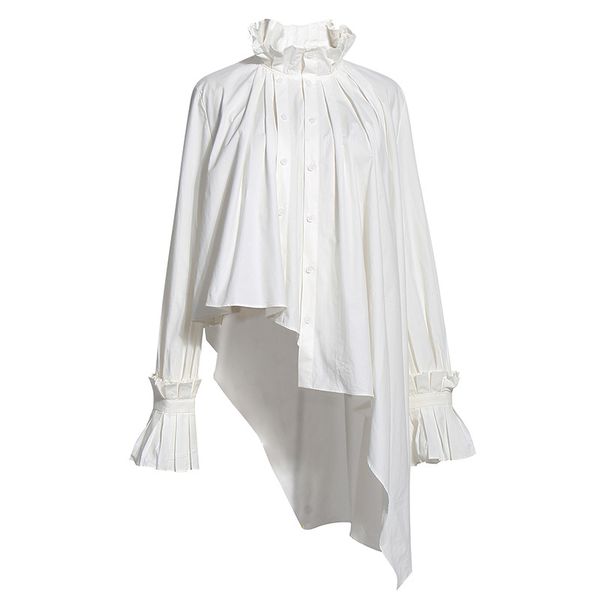asymmetric blouses female 2020 new autumn pleated long sleeve stand collar black and white loose shirt
asymmetric blouses female 2020 new autumn pleated long sleeve stand collar black and white loose shirt