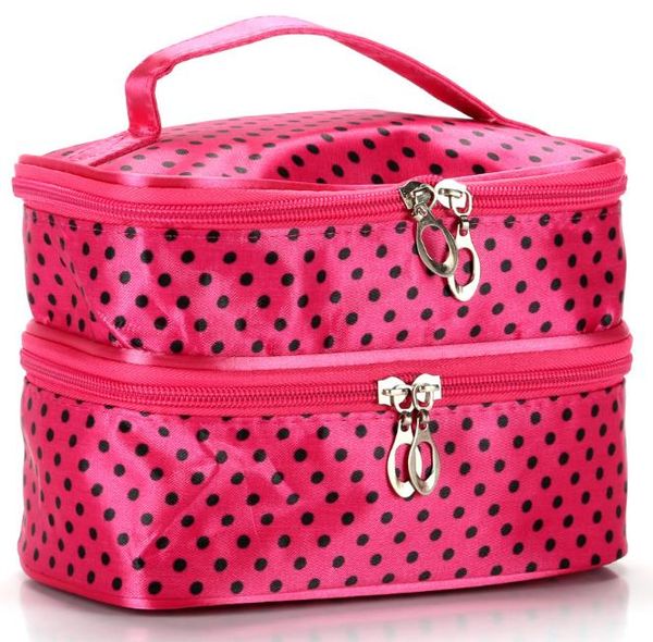 designer hand bag 2020 fashion explosion model wavelet double layer small dot cosmetic bag