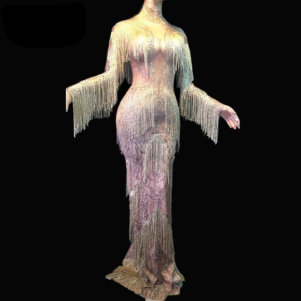 golden rhinestones fringes dress stage wear singer evening performance tassel long dresses prom birthday celebrate party dresses, Black;gray
golden rhinestones fringes dress stage wear singer evening performance tassel long dresses prom birthday celebrate party dresses, Black;gray