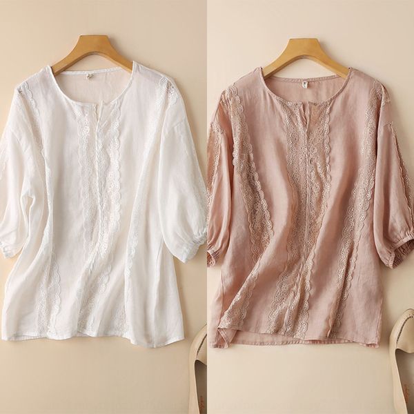 bizpt a22-0053 (clothing) lace stitching and lace cotton linen cotton and linen women's summer loose slimming ramie literary shirt t, White
bizpt a22-0053 (clothing) lace stitching and lace cotton linen cotton and linen women's summer loose slimming ramie literary shirt t, White