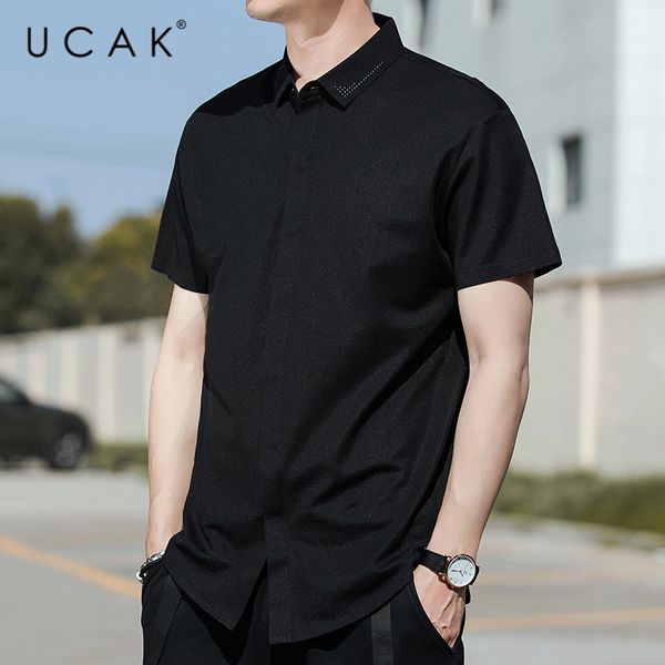 ucak brand cotton shirt homme summer short sleeve shirt clothing turn-down collar solid color men streetwear clothes u6018, White;black
ucak brand cotton shirt homme summer short sleeve shirt clothing turn-down collar solid color men streetwear clothes u6018, White;black