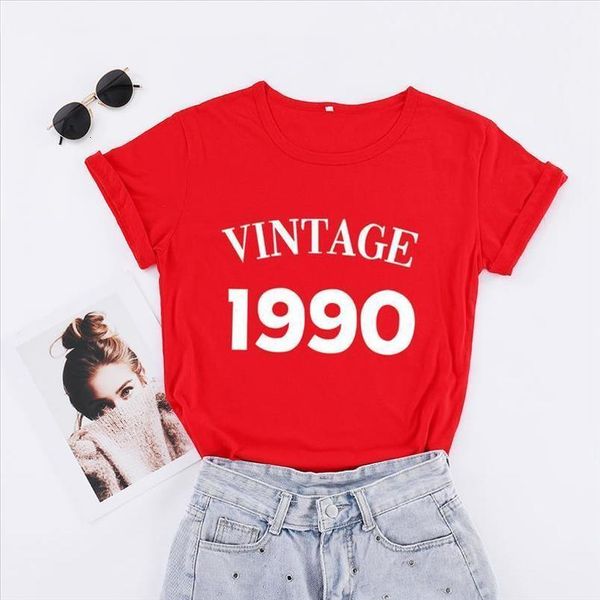 vintage 1990 birthday party tshirt streetwear 30th t shirt plus size cotton lady clothes fashion o neck short sleeve tees, White
vintage 1990 birthday party tshirt streetwear 30th t shirt plus size cotton lady clothes fashion o neck short sleeve tees, White