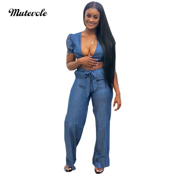 mutevole womens denim outfits two piece sets tie bow crop and pants 2 piece set ladies flare leg jeans trousers set, Gray
mutevole womens denim outfits two piece sets tie bow crop and pants 2 piece set ladies flare leg jeans trousers set, Gray