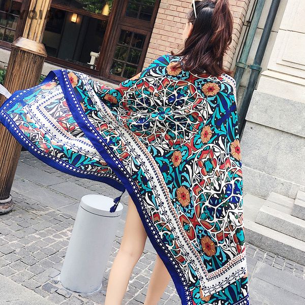 kyqiao women designer ethnic head scarf 2020 female autumn winter mexico style vintage hippie long printed scarves, Blue;gray
kyqiao women designer ethnic head scarf 2020 female autumn winter mexico style vintage hippie long printed scarves, Blue;gray