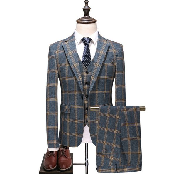 plus size m-5xl handsome 3-piece grey men suits fit slim plaid wedding cotton blend party formal groom wear business suit for man, Black;gray
plus size m-5xl handsome 3-piece grey men suits fit slim plaid wedding cotton blend party formal groom wear business suit for man, Black;gray