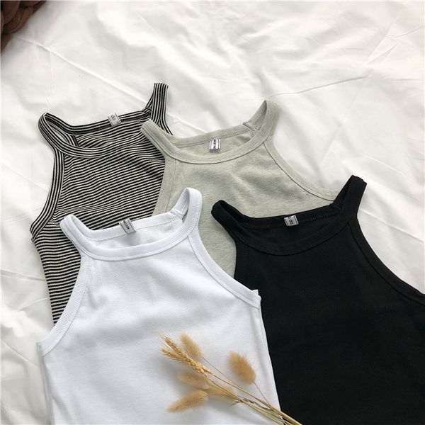 summer women stretchy halter neck tank female slim simple casual camis sleeveless solid t shirts dx7134, White
summer women stretchy halter neck tank female slim simple casual camis sleeveless solid t shirts dx7134, White