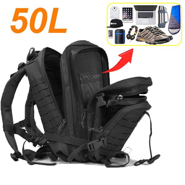 50l tactical backpack assault bags waterproof bug travel bag large rucksack 3p outdoor hiking camping hunting men bags
50l tactical backpack assault bags waterproof bug travel bag large rucksack 3p outdoor hiking camping hunting men bags