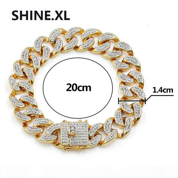 14mm 20cm hip hop men's bracelet miami white gold color cuban link iced out full cz stone bling party jewelry, Black
14mm 20cm hip hop men's bracelet miami white gold color cuban link iced out full cz stone bling party jewelry, Black